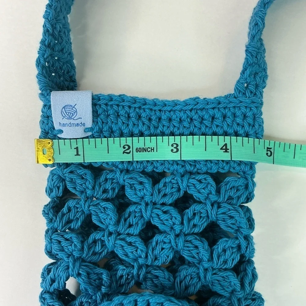 Crochet Crossbody Water Bottle Holder Bag Multicolor Handcrafted Cotton Handmade